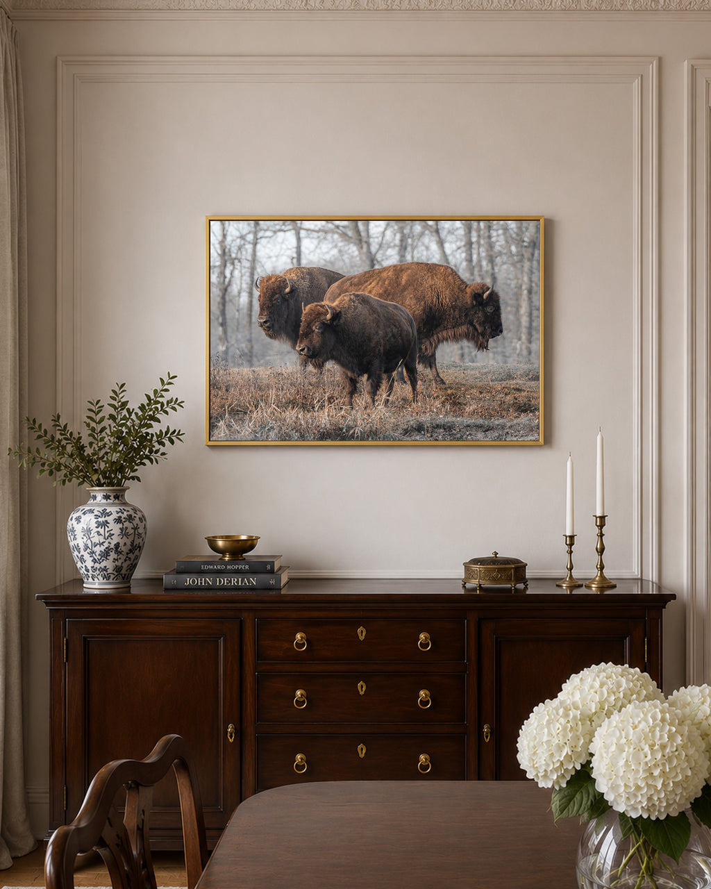 Three Brown Bison